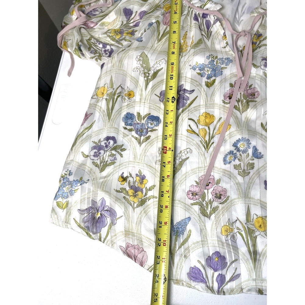 Rachel Zoe Blouse Women's Small Floral Spring Summer Garden Cottage Peasant Top - Picture 7 of 10
